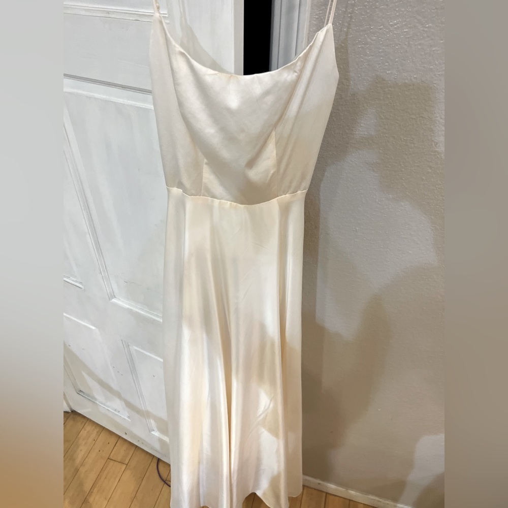 Long prom dress white lace up with slit B.darlin size 1 or 2